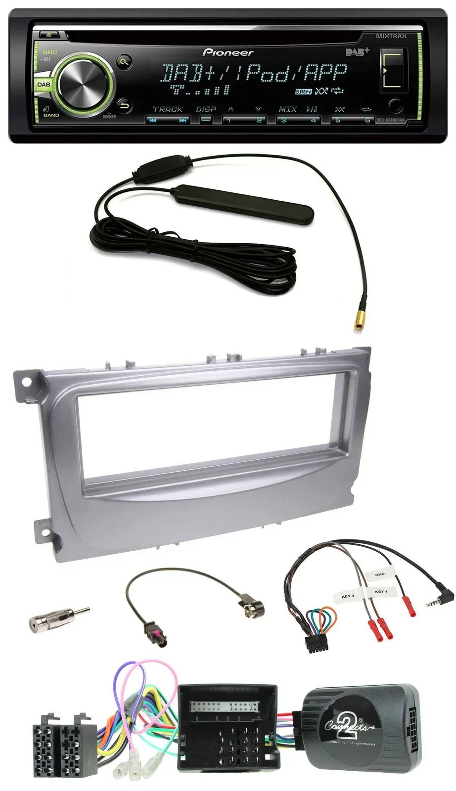 Pioneer MP3 USB CD DAB Lenkrad Autoradio für Ford S-Max Mondeo Can-Bus 07-14 sil