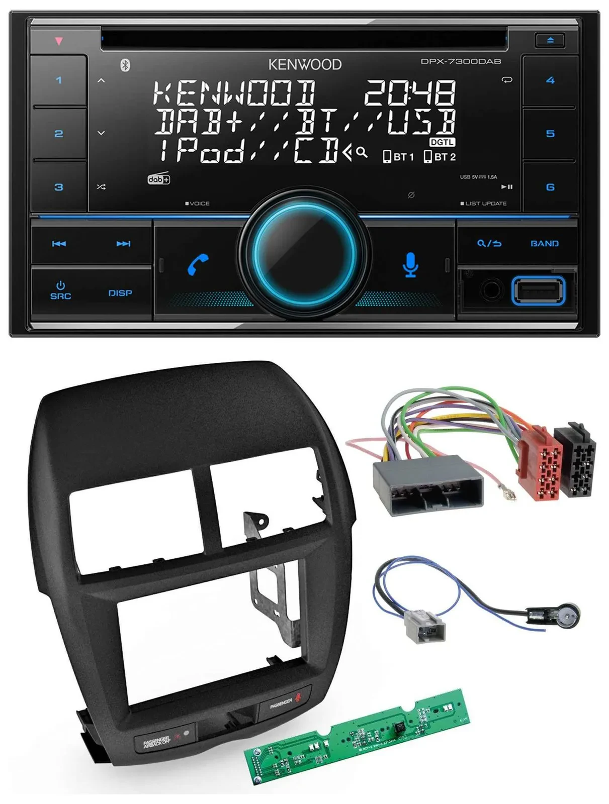 Автомагнитола для Mitsubishi ASX 2010–2014 Kenwood 2 DIN, CD, DAB, USB, MP3, Bluetooth