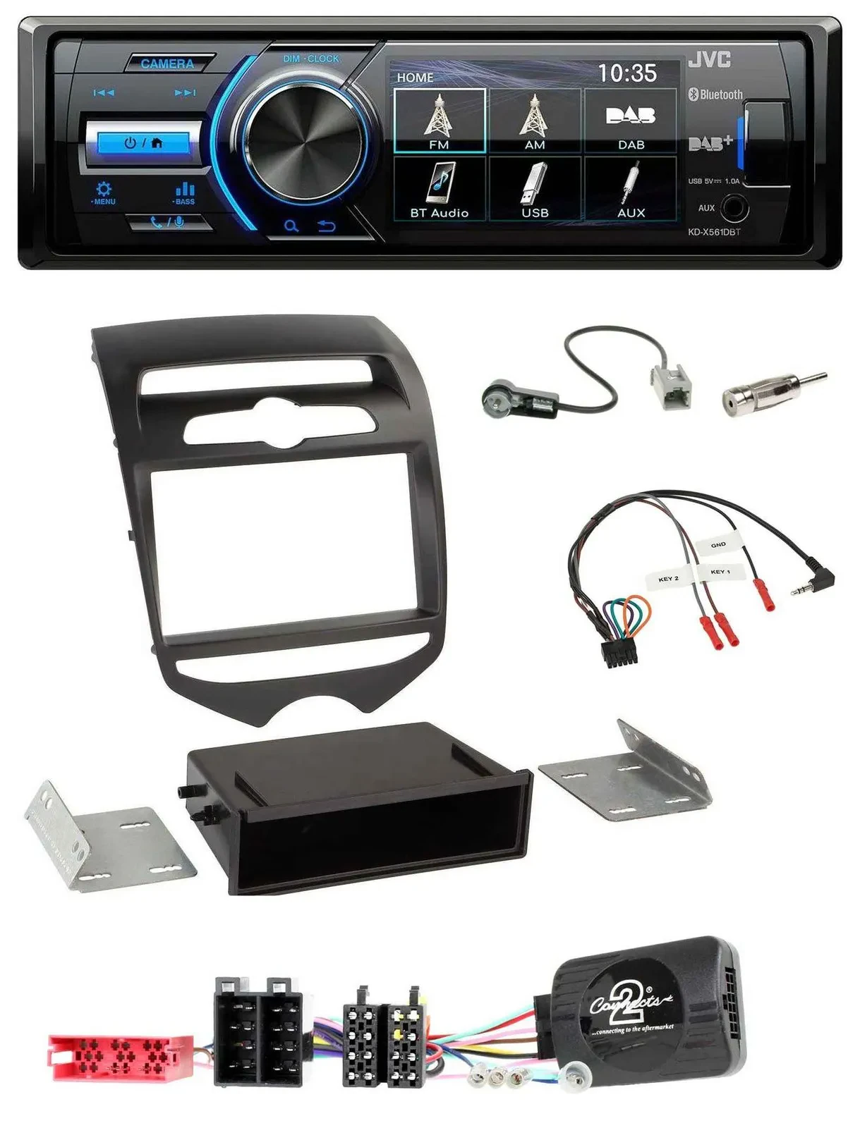 JVC Bluetooth Lenkrad USB DAB Autoradio für Hyundai ix20 ab 2010 man. Klima