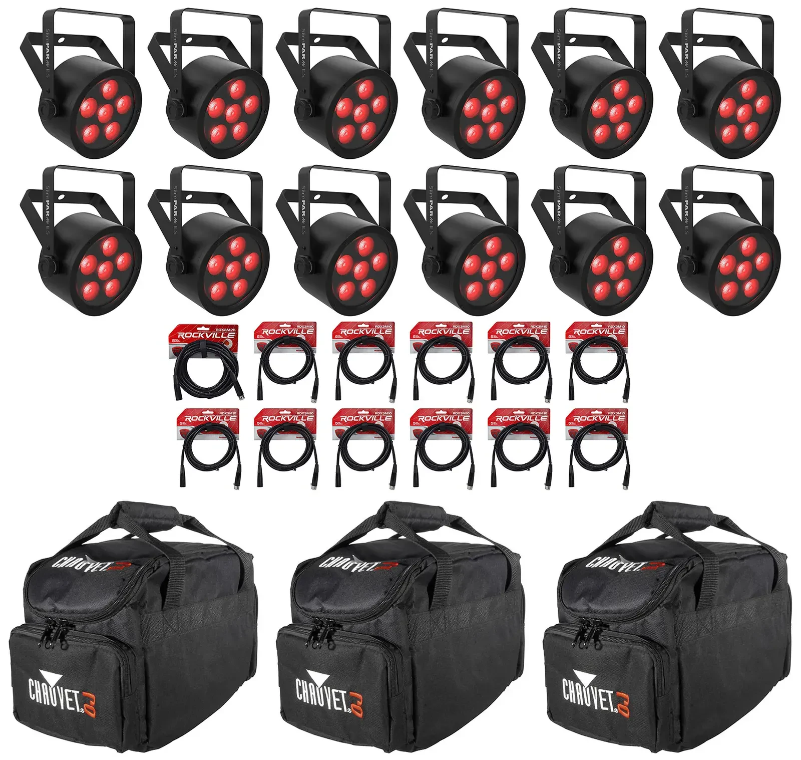 Светодиодный прибор Chauvet DJ SlimPAR H6 ILS RGBAW+UV LED DMX с аксессуарами (12 штук)