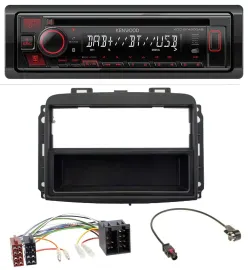 Kenwood MP3 CD USB Bluetooth DAB Autoradio für Fiat 500L (mit ISO, ab 2012)