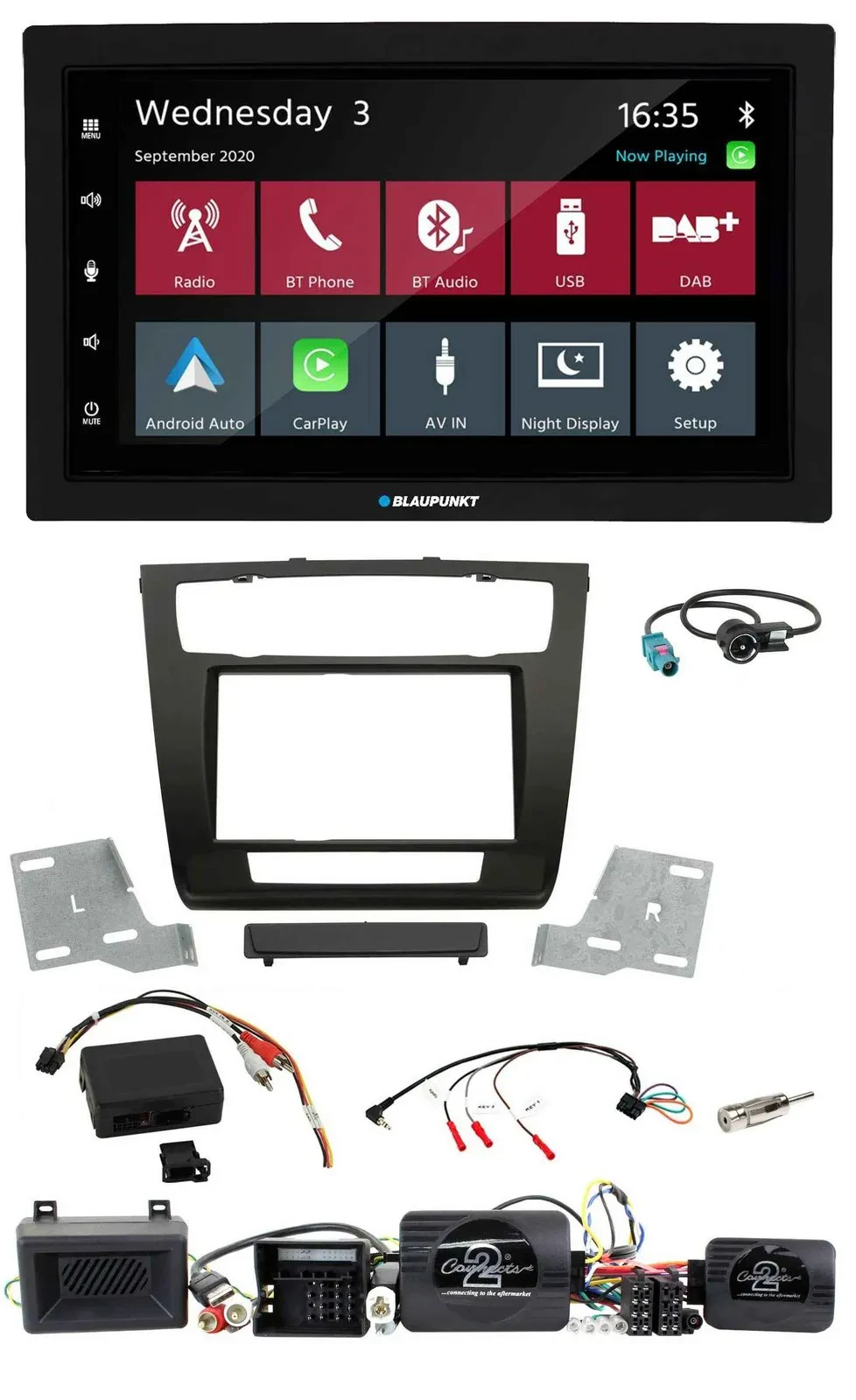 Blaupunkt DAB Bluetooth USB Lenkrad 2DIN Autoradio für BMW 1er Aktiv PDC aut. Kl