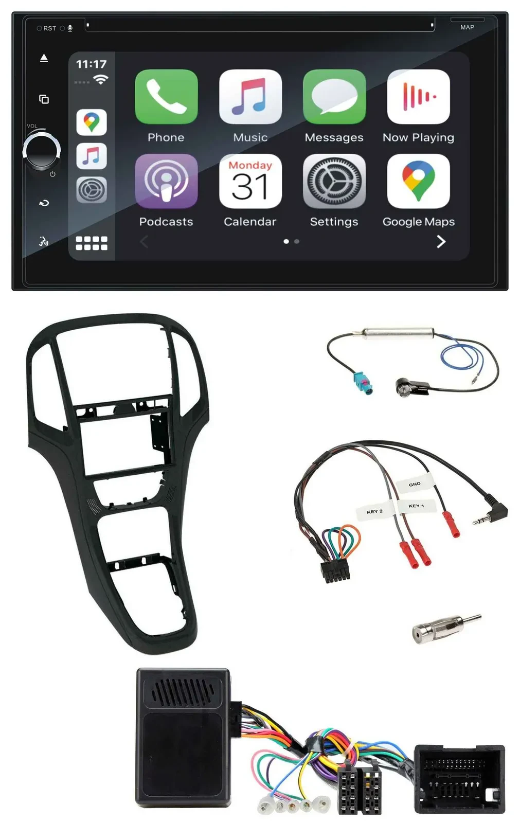 Blaupunkt DAB USB Bluetooth Lenkrad 2DIN TMC Navigation für Opel Astra ab 09 Per