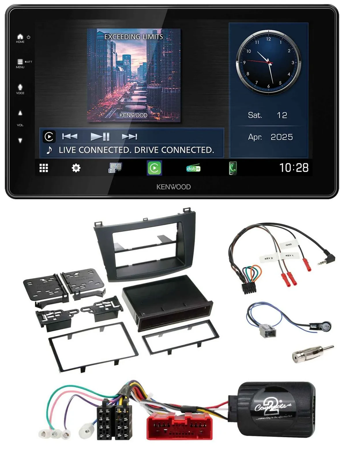 Kenwood Lenkrad Bluetooth USB DAB Autoradio für Mazda 3 2009-2013 analog