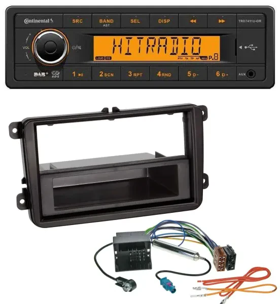 Continental 1DIN DAB MP3 AUX USB Autoradio für VW Sharan ab 10 Tiguan ab 07 Tour