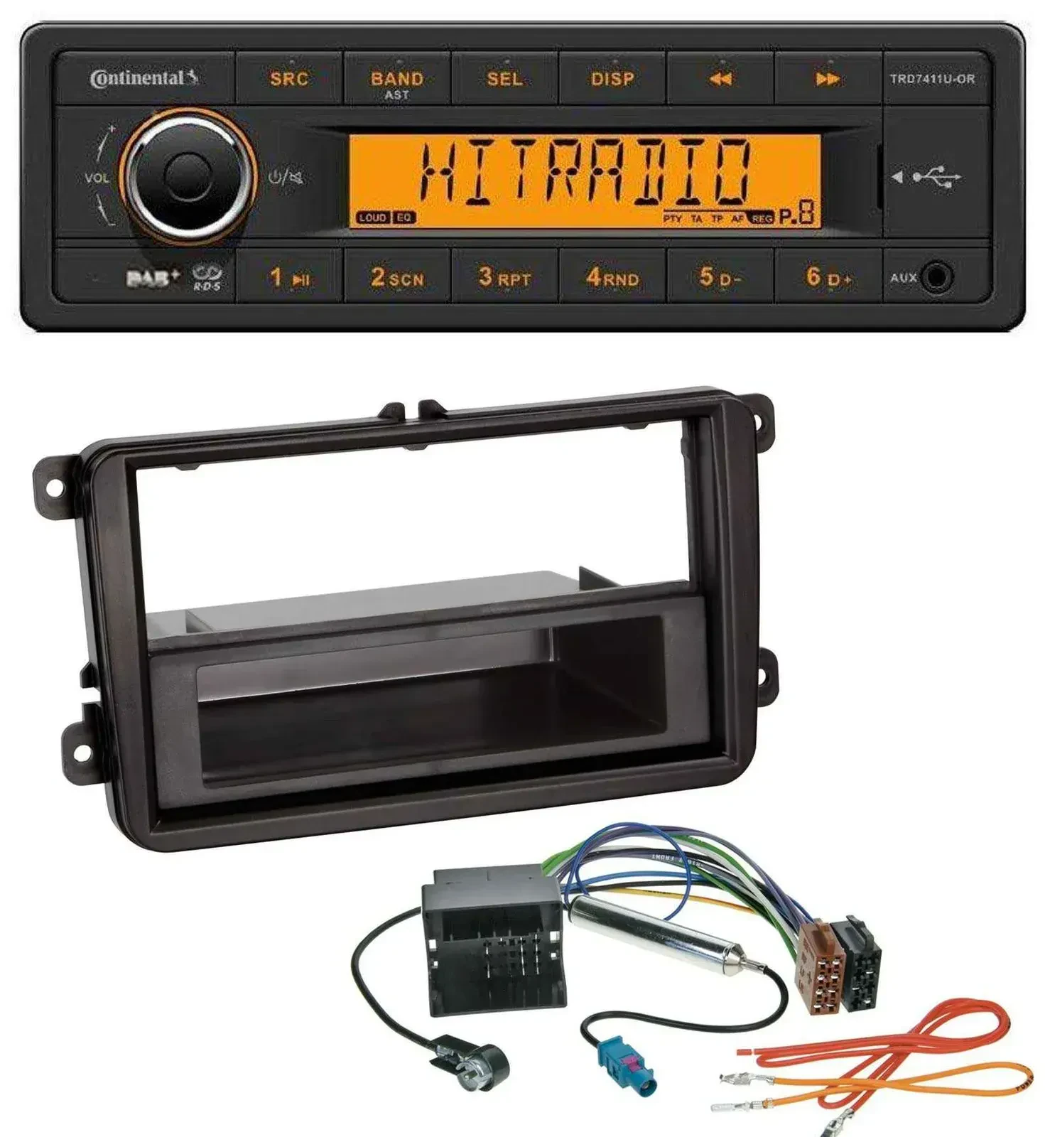 Continental 1DIN DAB MP3 AUX USB Autoradio für VW Sharan ab 10 Tiguan ab 07 Tour