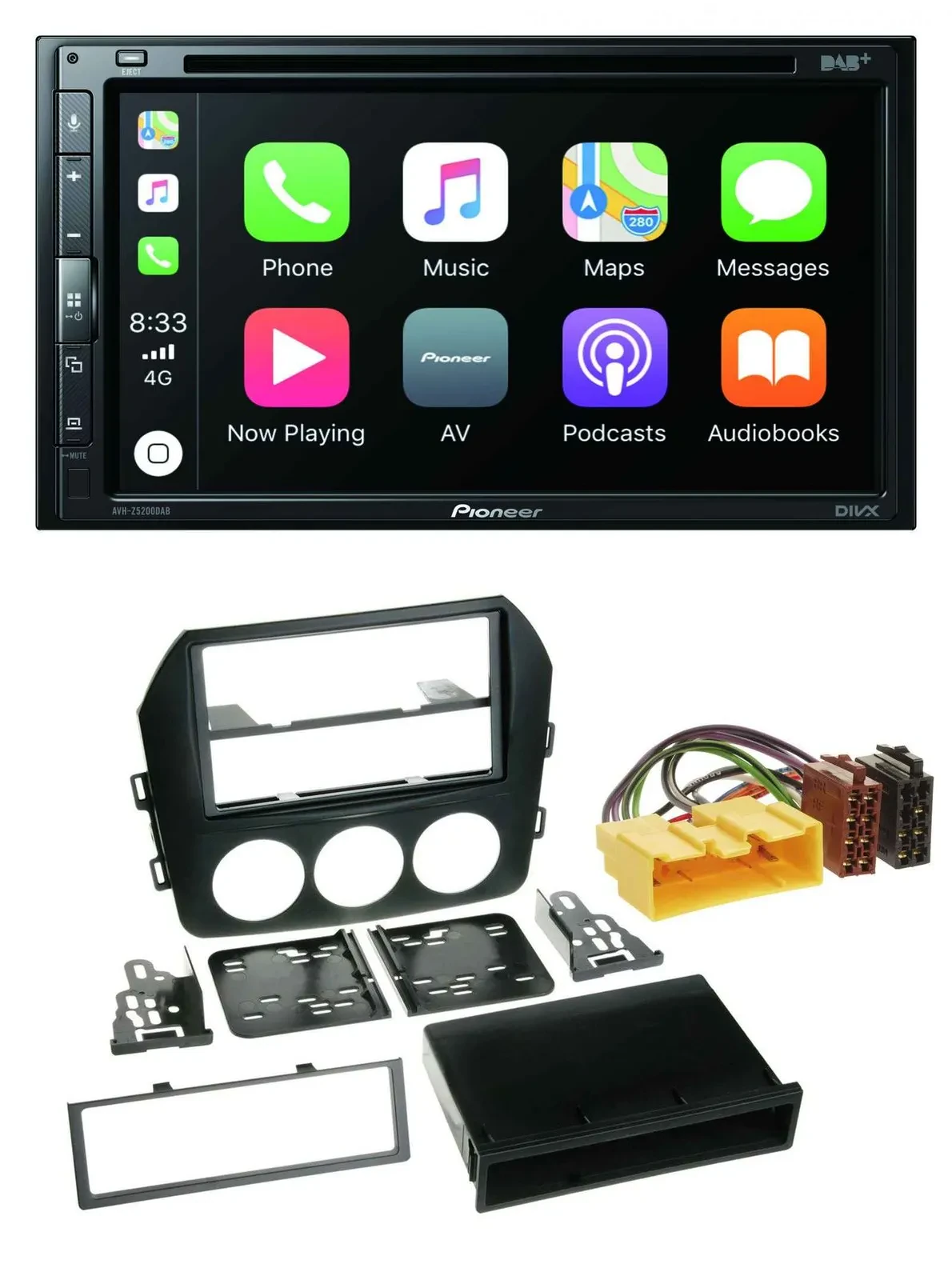 Pioneer DVD 2DIN MP3 DAB Bluetooth USB Autoradio für Mazda MX 5 (NC, ab 2008)
