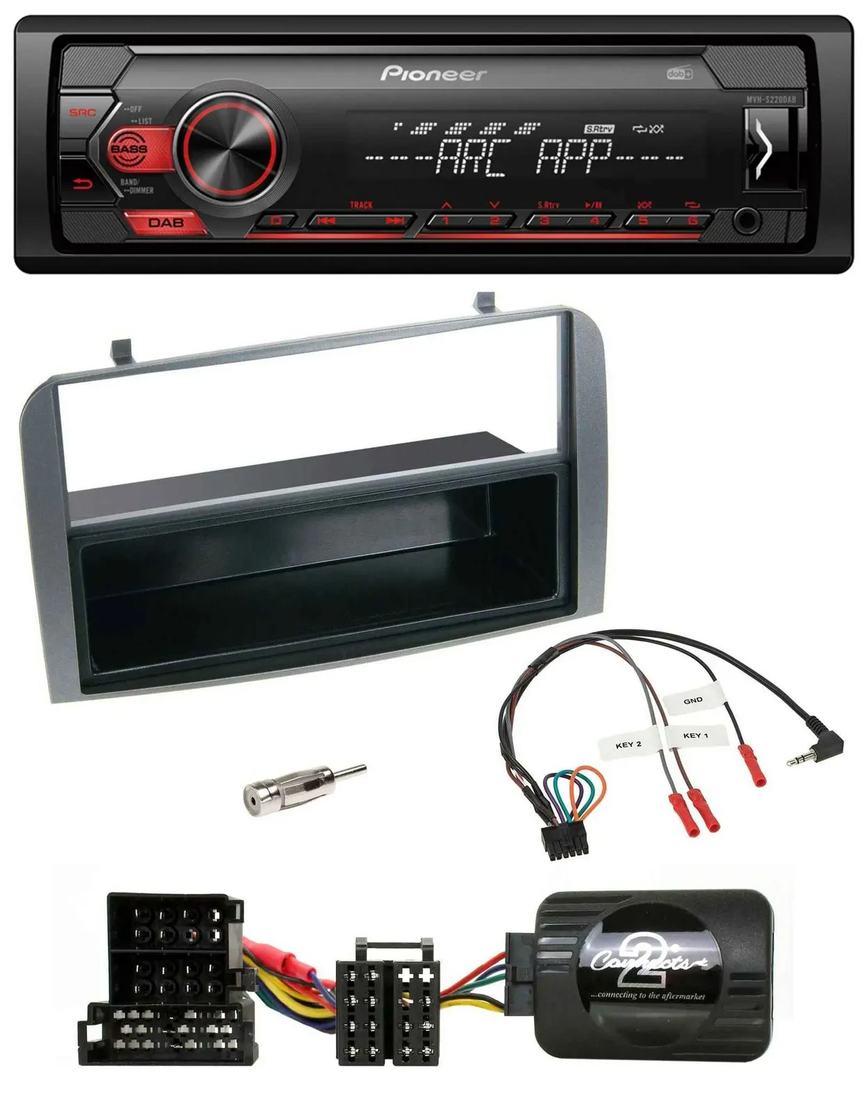 Автомагнитола Pioneer для Alfa Romeo 147/GT 1-DIN, DAB, USB, MP3, антрацит, с нишей