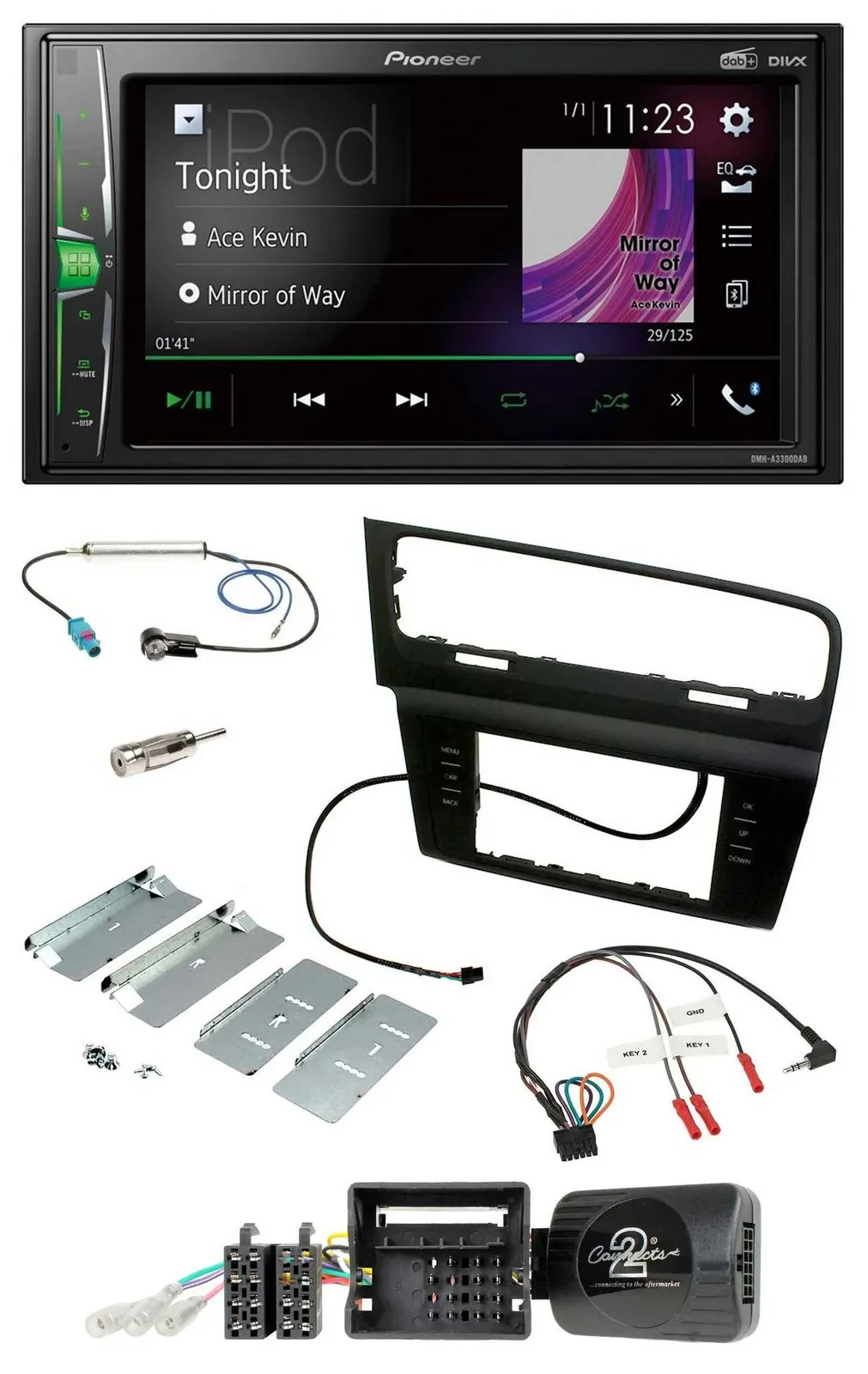 Pioneer 2DIN Lenkrad DAB USB Bluetooth Autoradio für VW Golf VII ab 2012