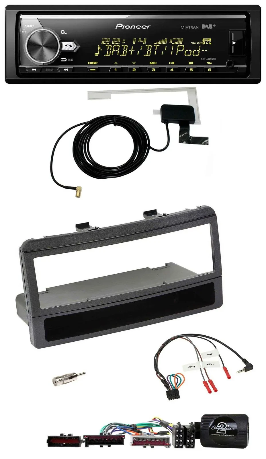 Автомагнитола Pioneer Bluetooth, DAB, USB для Ford Mondeo 2000–2002, поддержка управления на руле, черная, с монтажным карманом