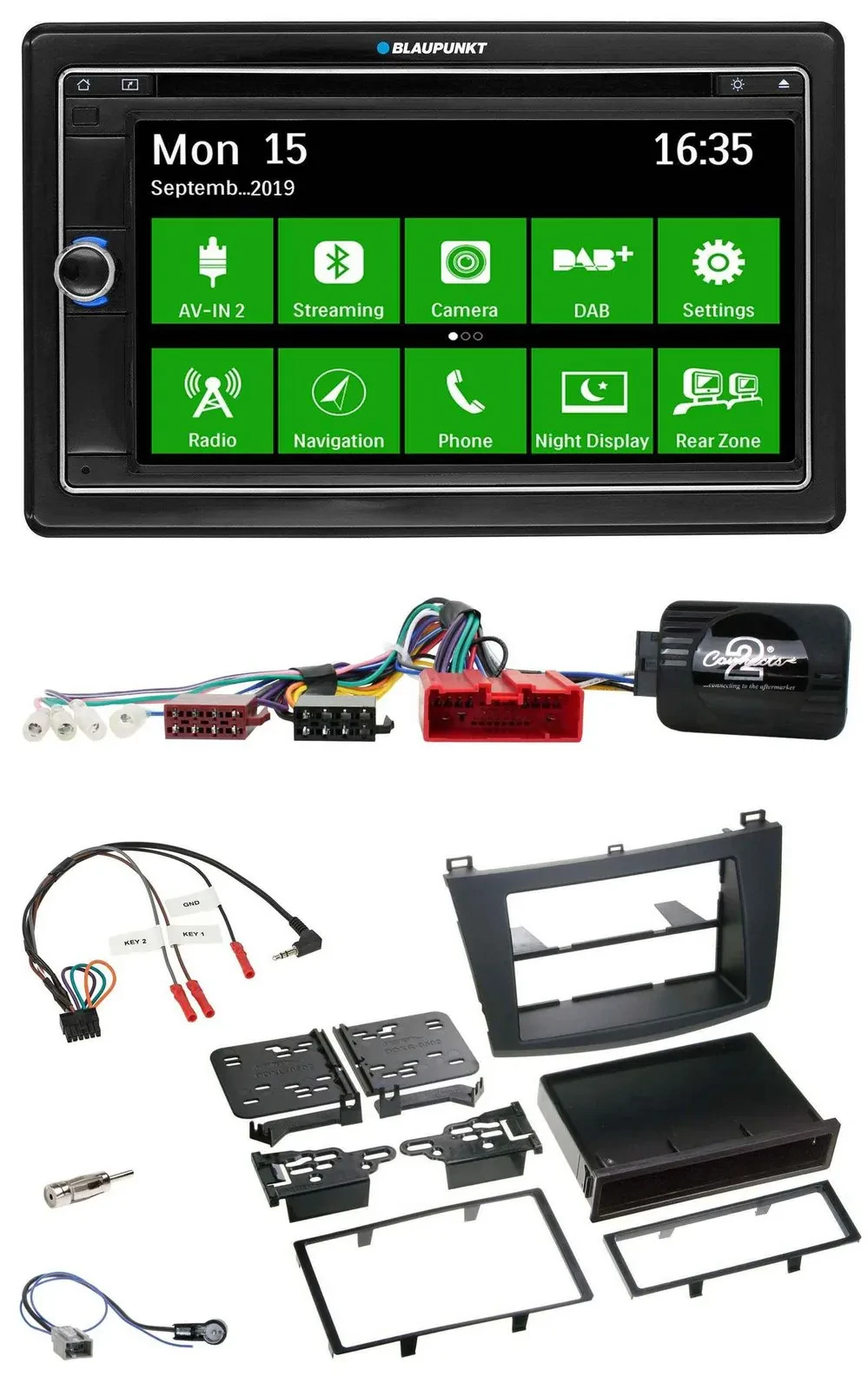 Blaupunkt Bluetooth 2DIN Lenkrad DAB USB TMC Navigation für Mazda 3 09-13 Can-Bu