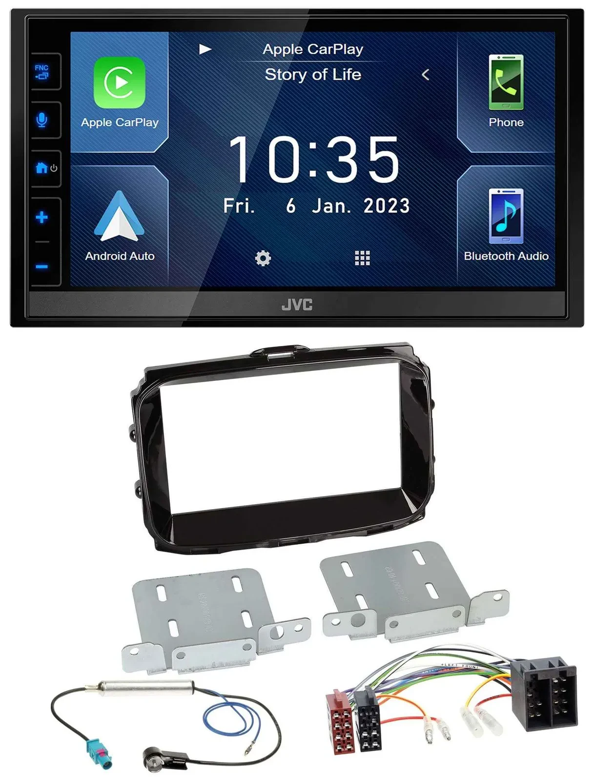 JVC DAB Bluetooth MP3 USB 2DIN Autoradio für Alfa Romeo ISO ab 2013 piano