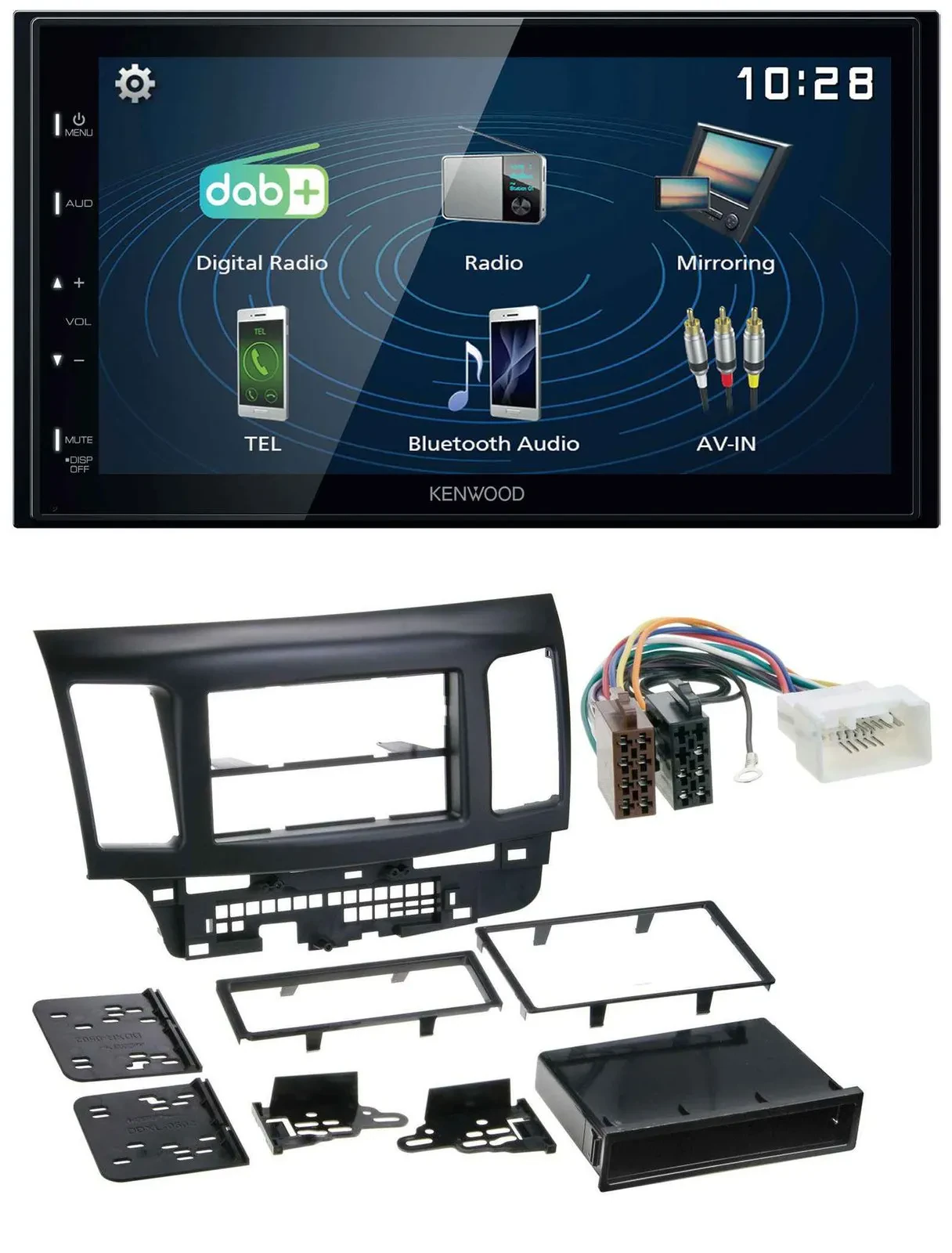 Kenwood 2DIN Bluetooth MP3 USB DAB Autoradio für Mitsubishi EVO Lancer ab 08