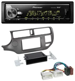 Автомагнитола для Kia Rio UB 2011–2014 Pioneer Bluetooth, USB, DAB, MP3, антрацит