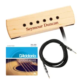 Seymour Duncan Woody XL Hum-Canceling Acoustic Guitar Pickup w/ Strings and Cabl