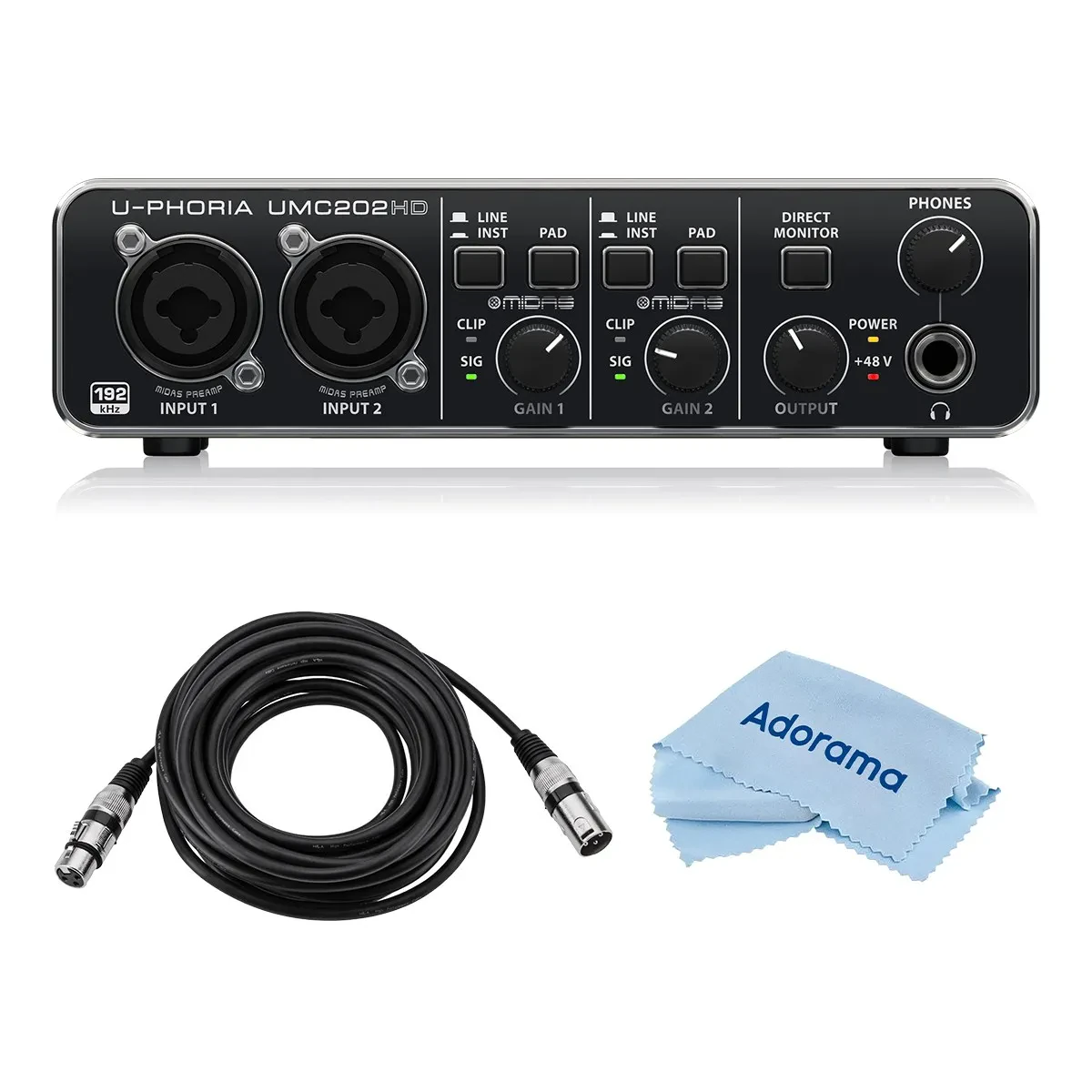 Behringer U-Phoria UMC202HD Audiophile 2x2 USB Audio Interface with MIDAS Mic Pr