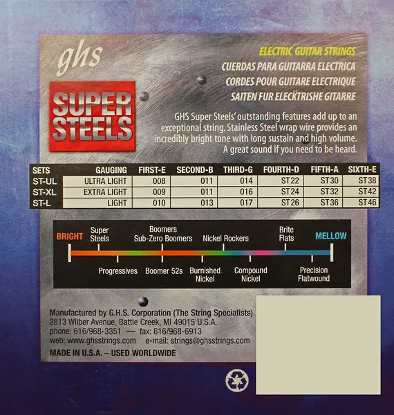 Струны для электрогитары GHS Strings ST-L Super Steels 10-46