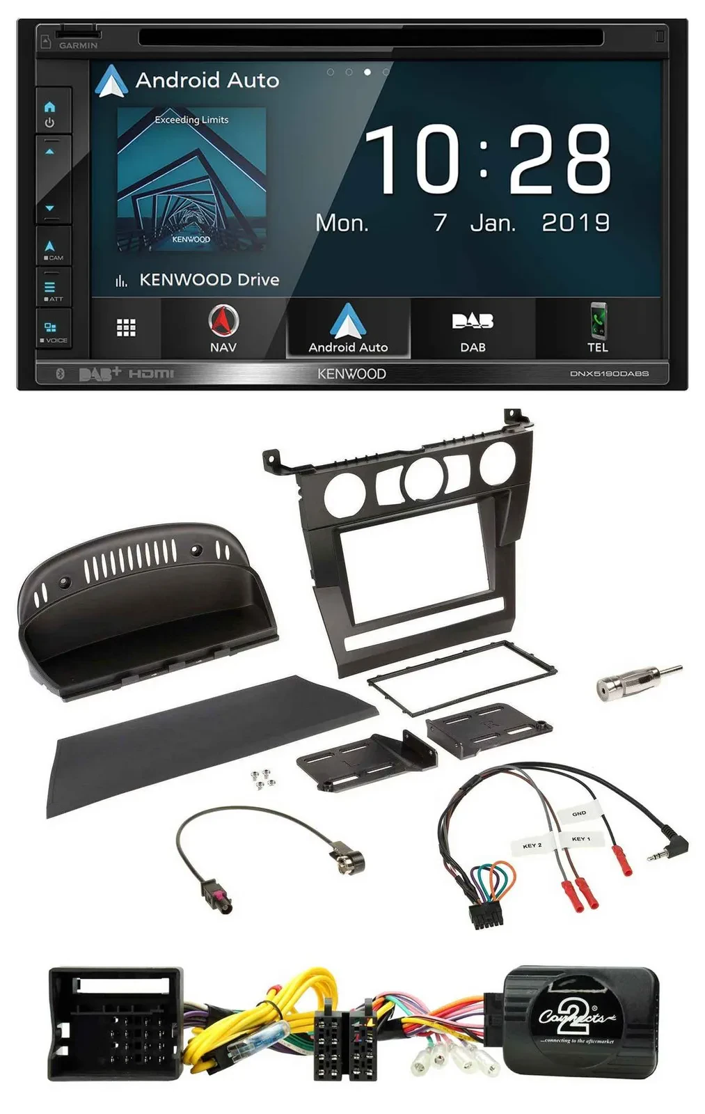 Kenwood DAB TMC USB 2DIN Lenkrad Bluetooth Navigation für BMW 5er E60 2004-2007