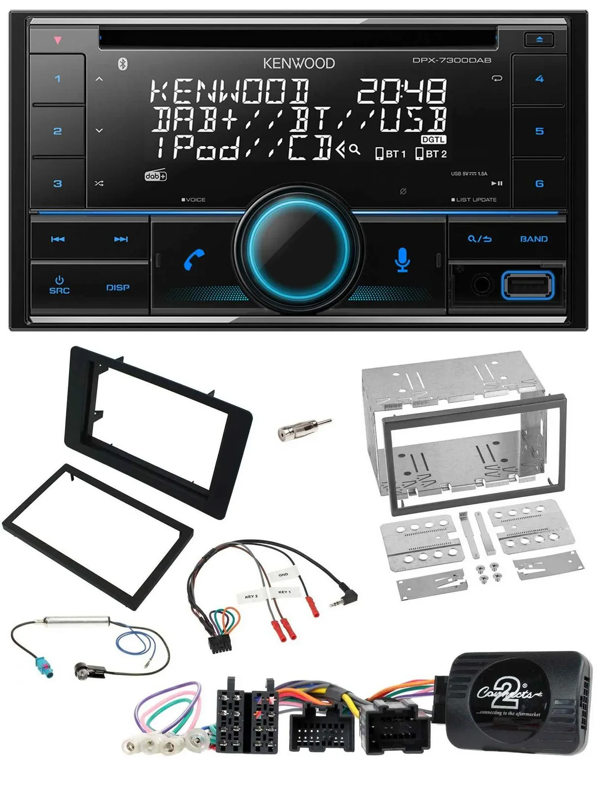 Kenwood CD 2DIN DAB USB Lenkrad Bluetooth Autoradio für Saab 9-5 2008-2010