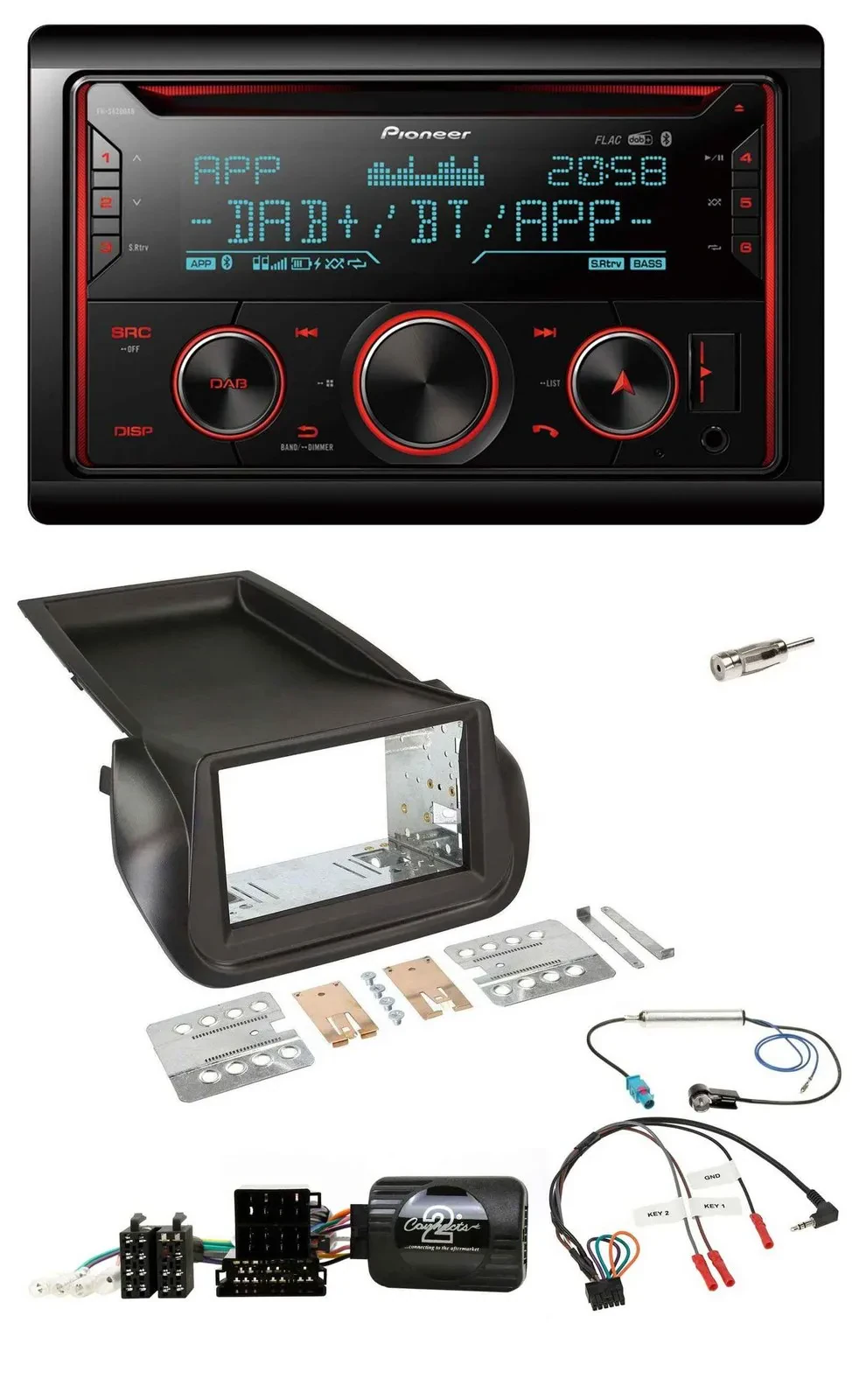 Pioneer 2DIN DAB Lenkrad Bluetooth USB CD Autoradio für Citroen Nemo Peugeot Bip