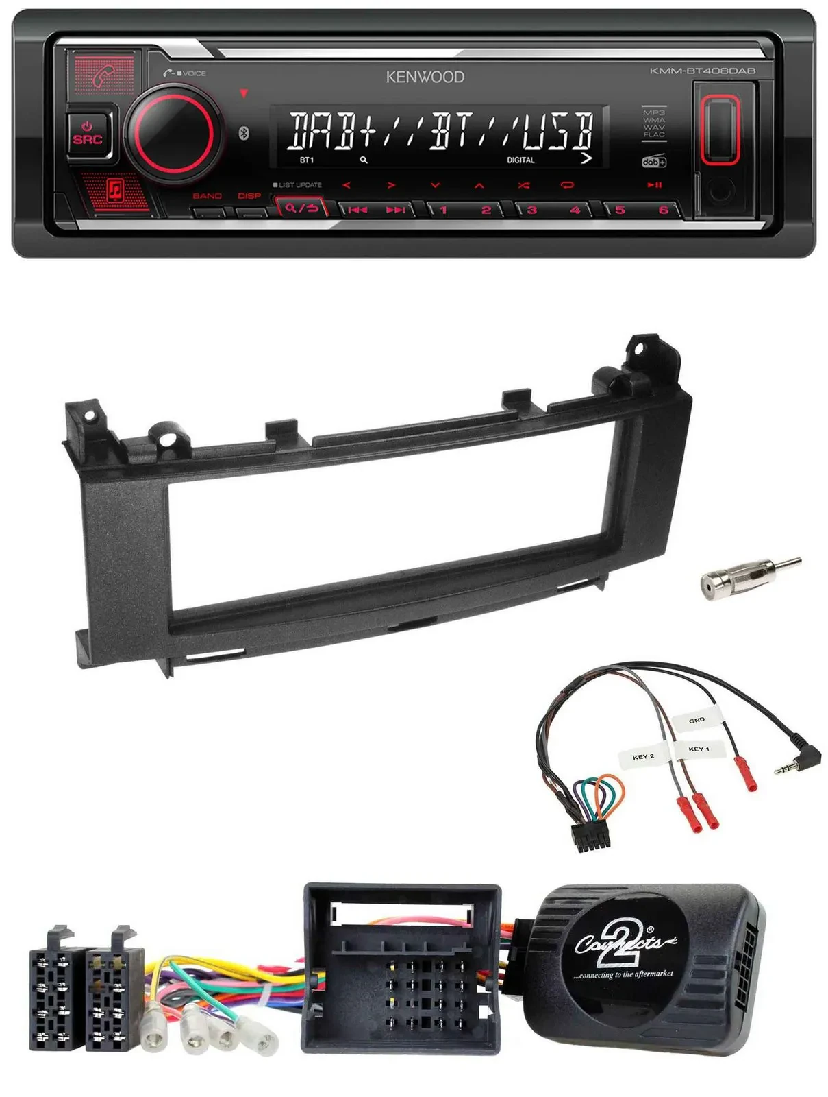 Kenwood Lenkrad Bluetooth USB DAB Autoradio für Mercedes A-Klasse 05-12 B-Klasse
