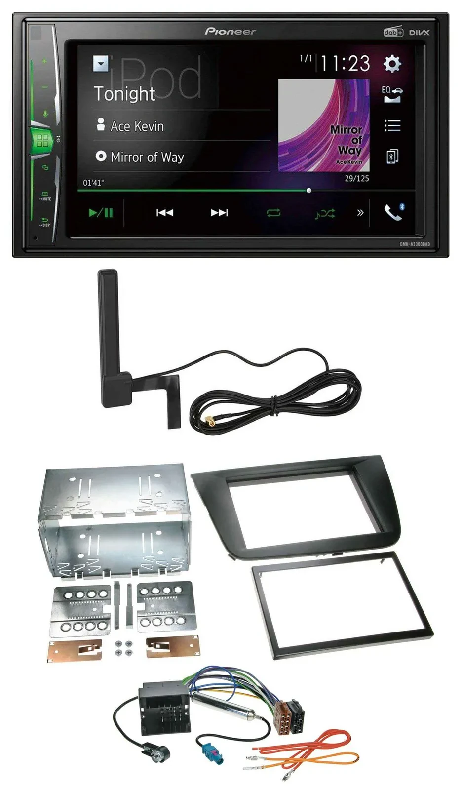 Pioneer MP3 DAB AUX 2DIN Bluetooth Autoradio für Seat Leon 05-09 schwarz