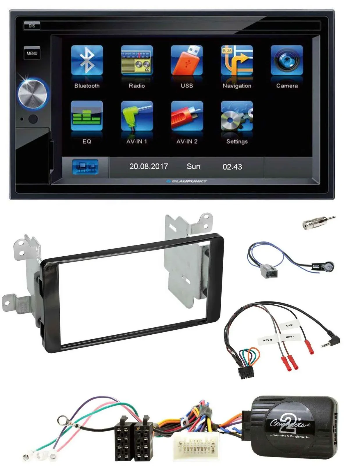 Blaupunkt SD USB TMC Bluetooth 2DIN Lenkrad Navigation für Mitsubishi ab 2012 Ou