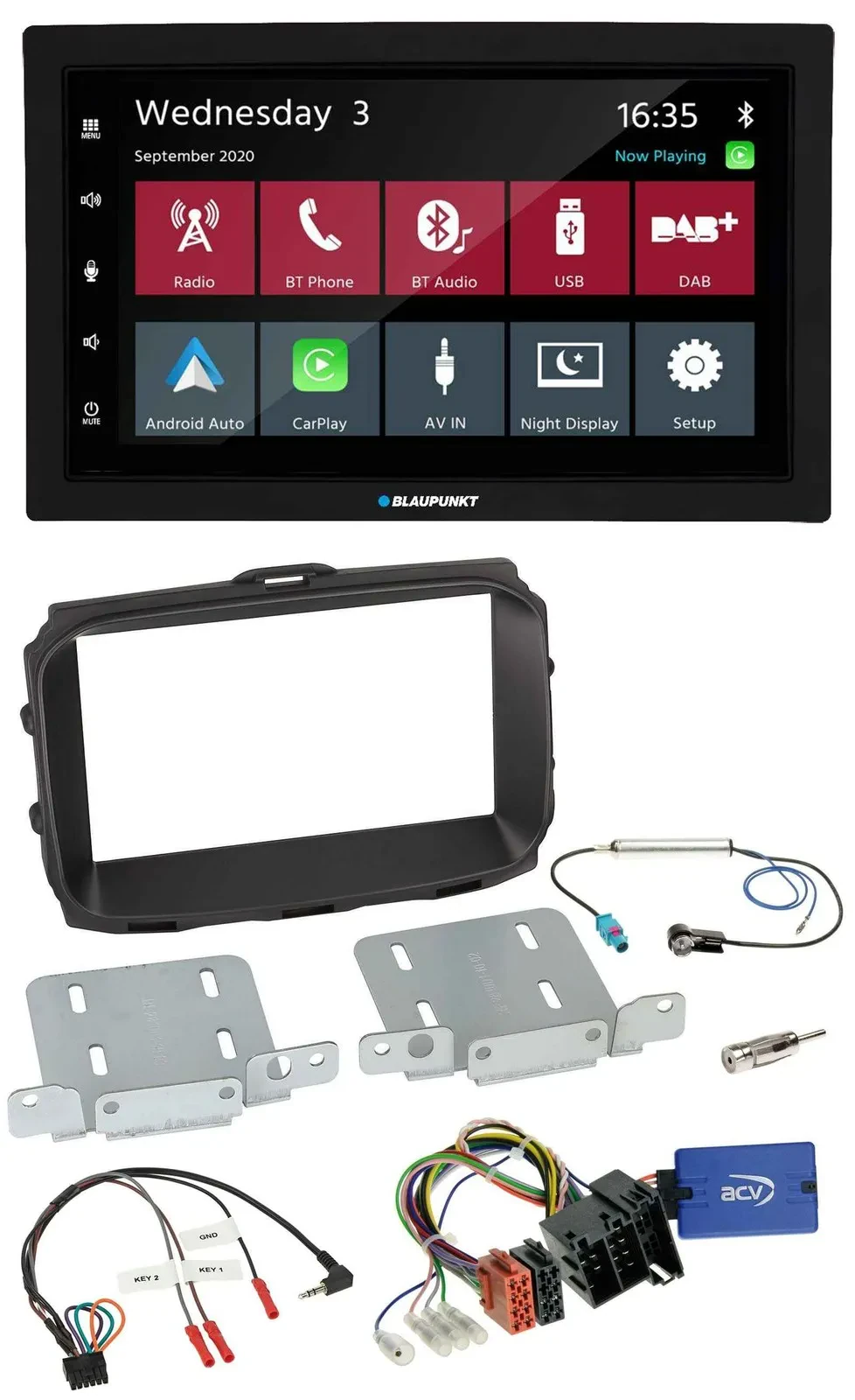 Автомагнитола для Alfa Romeo Giulietta (2013) Blaupunkt 2DIN, DAB, Bluetooth, USB, поддержка кнопок на руле