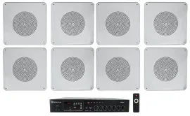 Rockville Commercial Amplifier+8) Metal 8" 70v Background Music Ceiling Speakers