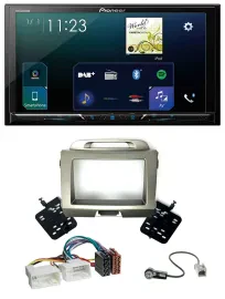 Автомагнитола для Kia Sportage (2010–2015) Pioneer 2-DIN, DAB, Bluetooth, USB, MP3, серебристая