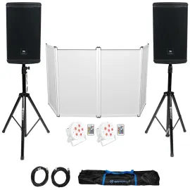 DJ Package w/ 2) JBL EON710 10" Active Speakers w/Bluetooth+Stands+Facade+Lights