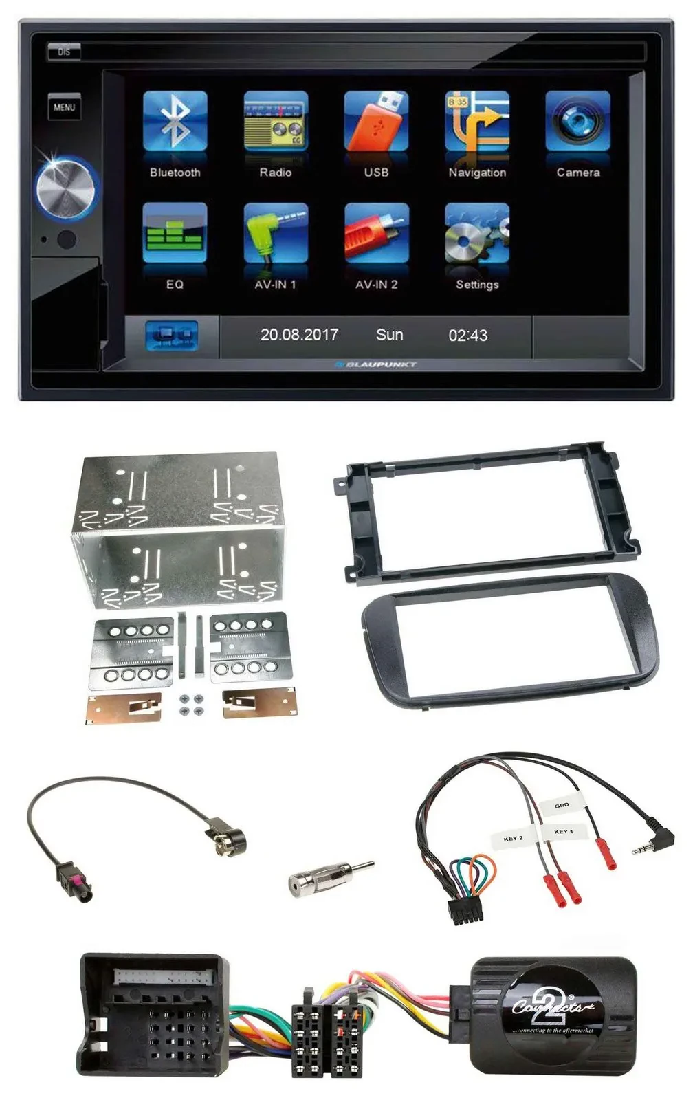 Blaupunkt SD USB TMC Bluetooth 2DIN Lenkrad Navigation für Ford Focus C Max Gala