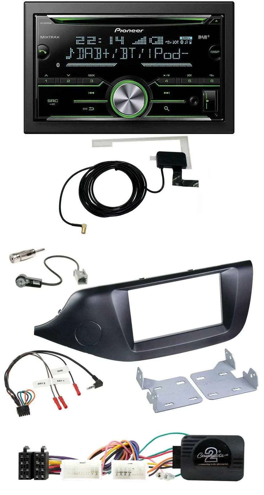 Автомагнитола Pioneer CD USB Bluetooth 2DIN DAB для Kia Ceed (с 2012), черный