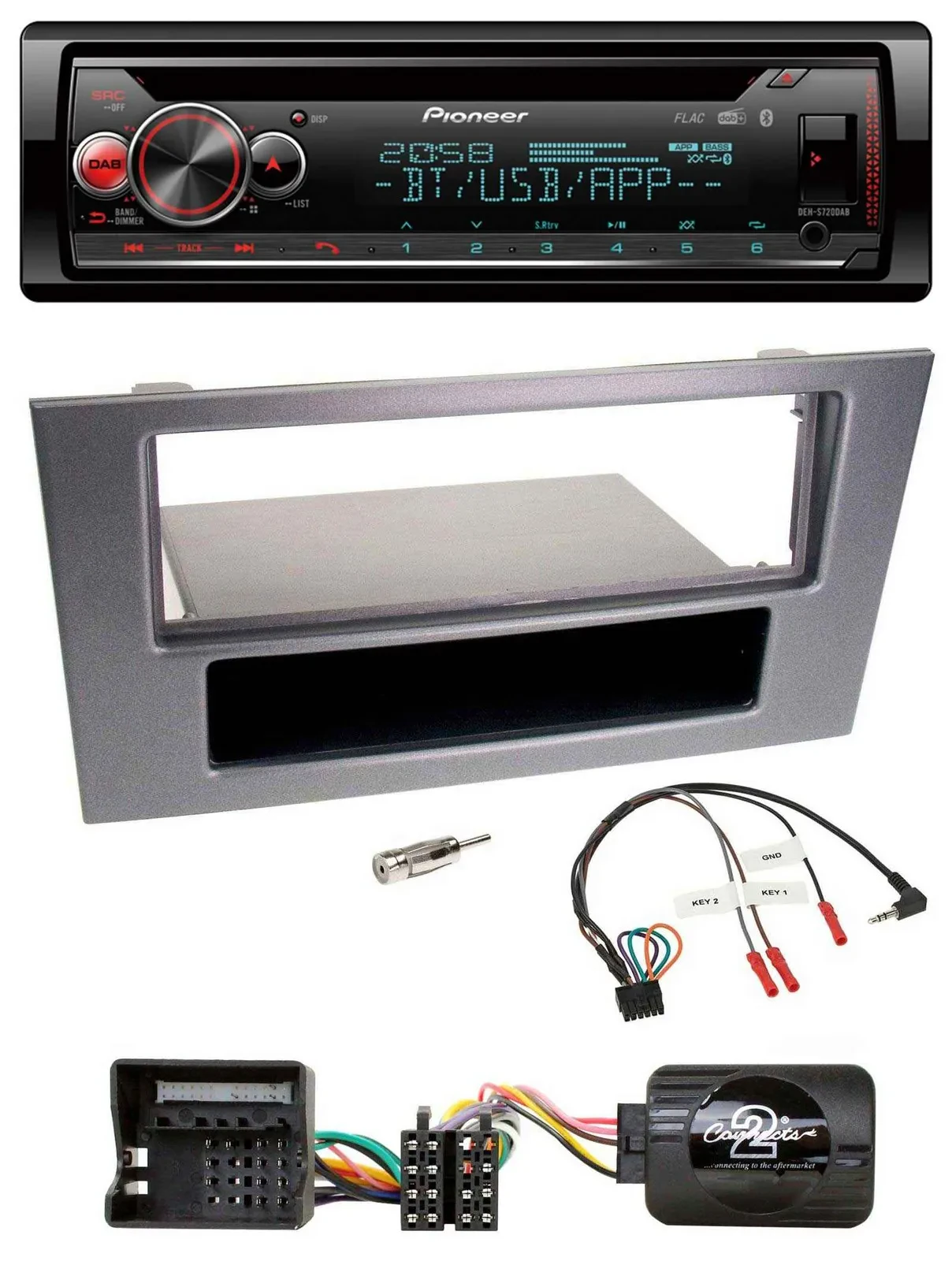 Автомагнитола Pioneer DAB CD Bluetooth USB для Ford Mondeo 2004–2007, антрацит
