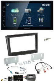 Kenwood 2DIN Bluetooth Lenkrad USB DAB Autoradio für Fiat Doblo ab 2015 schwarz