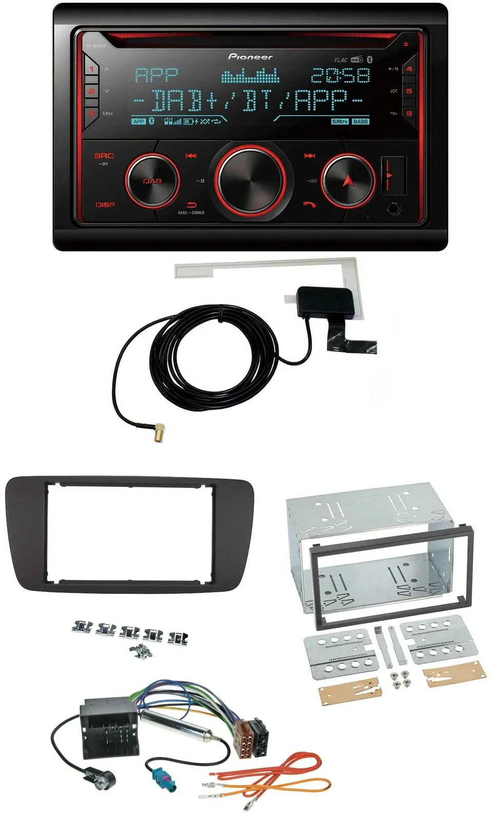 Pioneer 2DIN MP3 DAB USB CD Bluetooth Autoradio für Seat Ibiza ab 08 azabachesch
