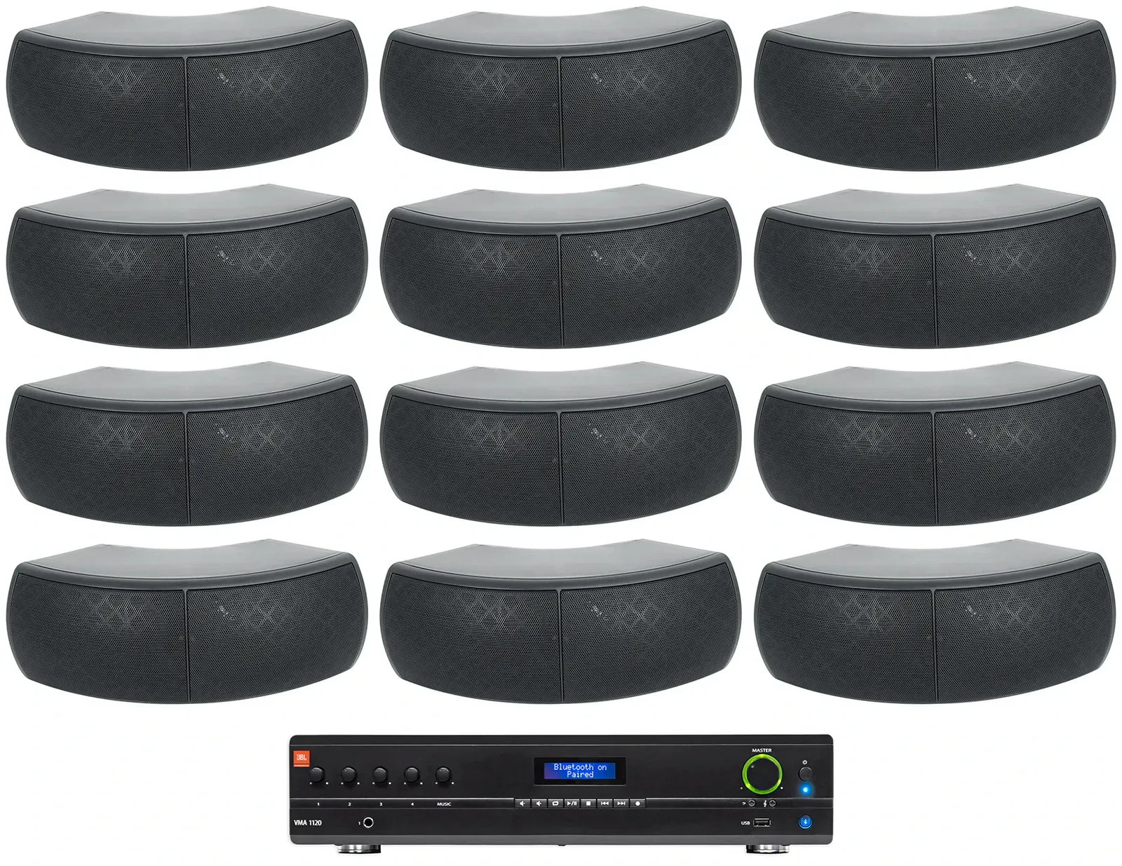 Настенная акустика JBL WET-D4 Black с усилителем (12 штук)