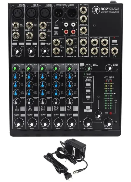 Mackie 802VLZ4 Mixer 8-channel Compact Analog Low-Noise w/ 3 ONYX Preamps