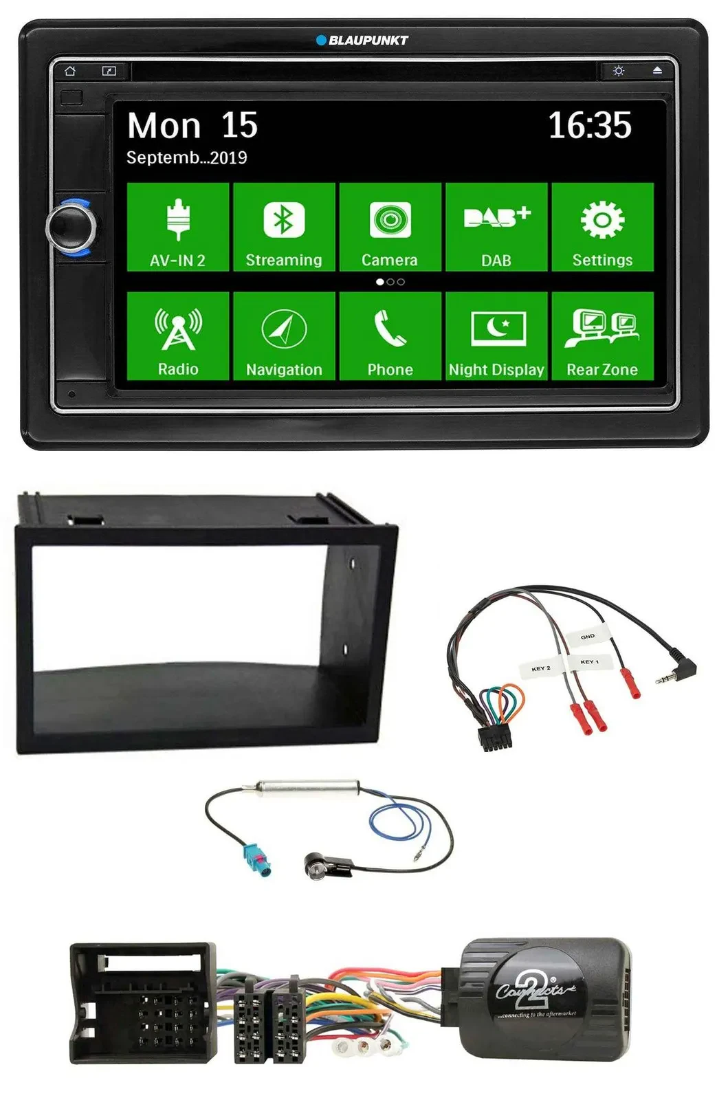 Blaupunkt Bluetooth 2DIN Lenkrad DAB USB TMC Navigation für VW Polo Passat Quadl