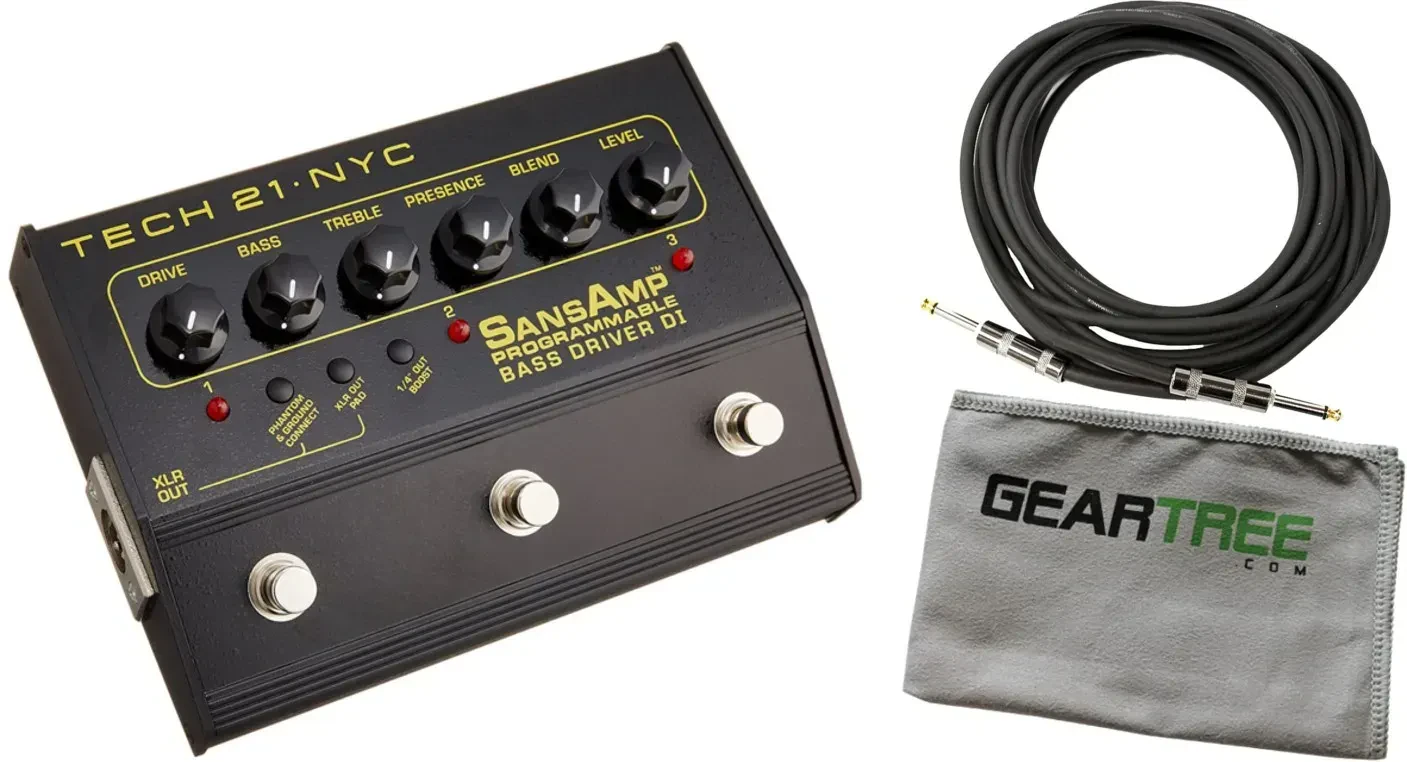 Напольный предусилитель для баса tech21 SansAmp Programmable Bass Driver DI (набор) с кабелем и салфеткой