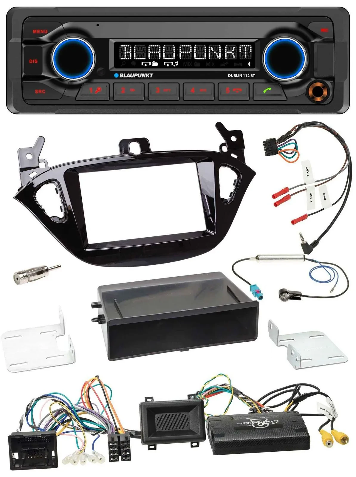 Blaupunkt MP3 Bluetooth USB Lenkrad Autoradio für Opel Adam Corsa E ab 2013 PDC