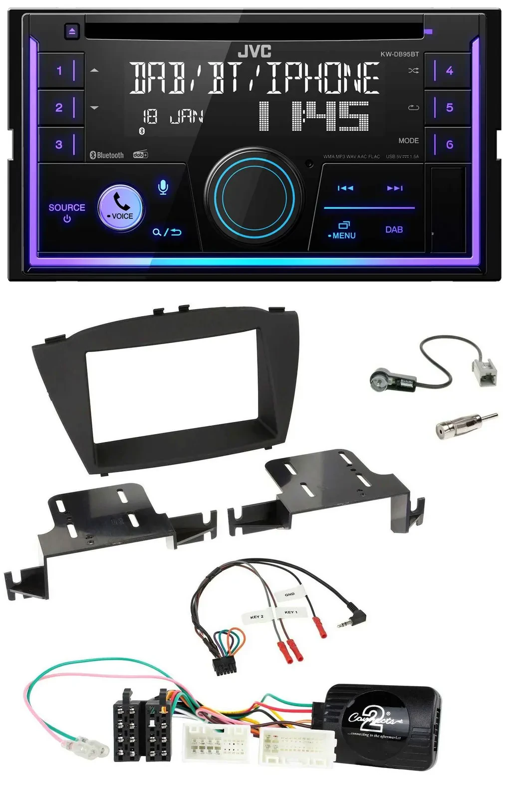 Автомагнитола для Hyundai ix35 (с 2013) JVC 2 DIN, DAB, Bluetooth, CD, USB