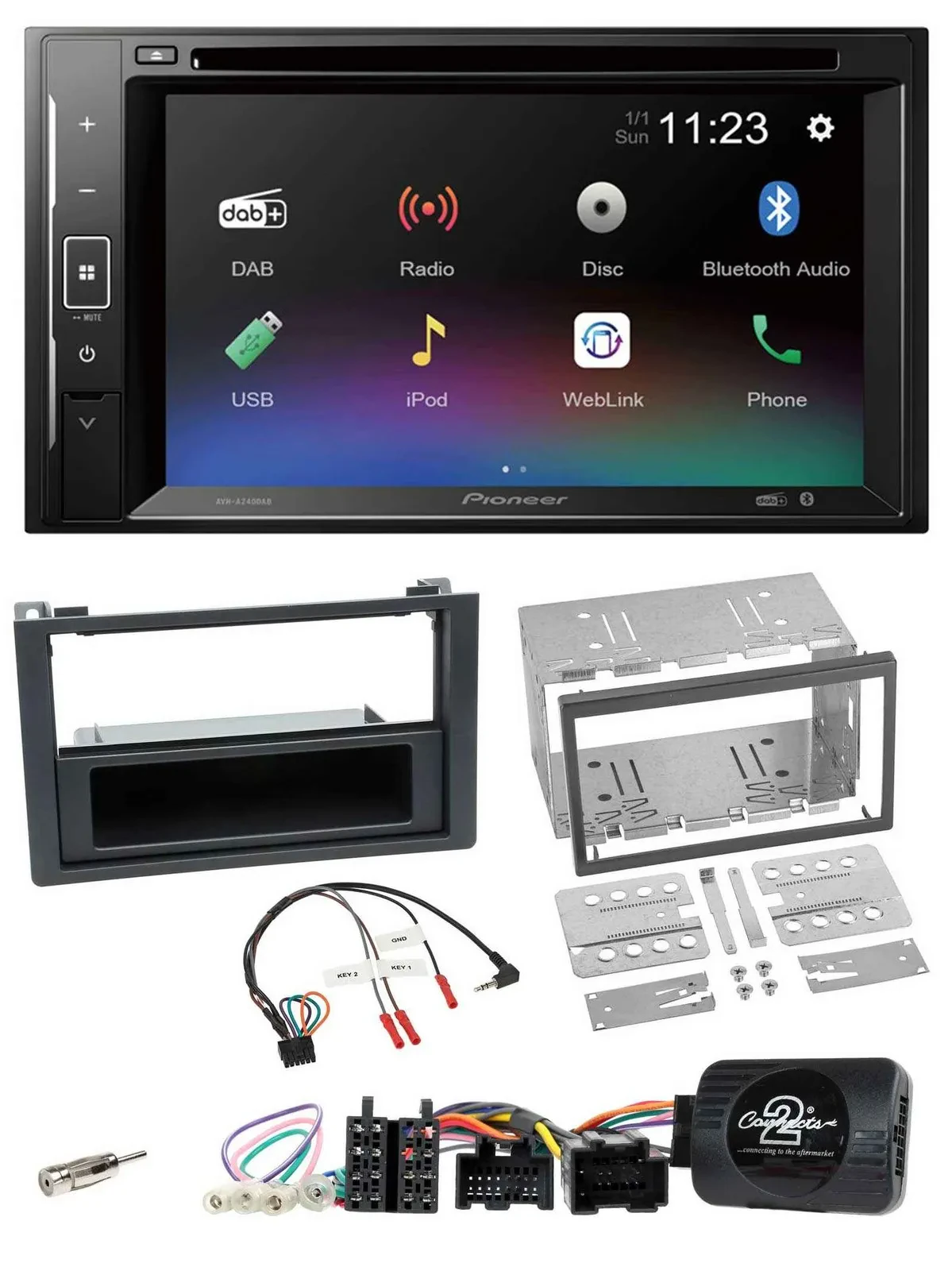 Автомагнитола Pioneer 2DIN, Bluetooth, USB, DAB, DVD, для Saab 9-3 (2008–2012)
