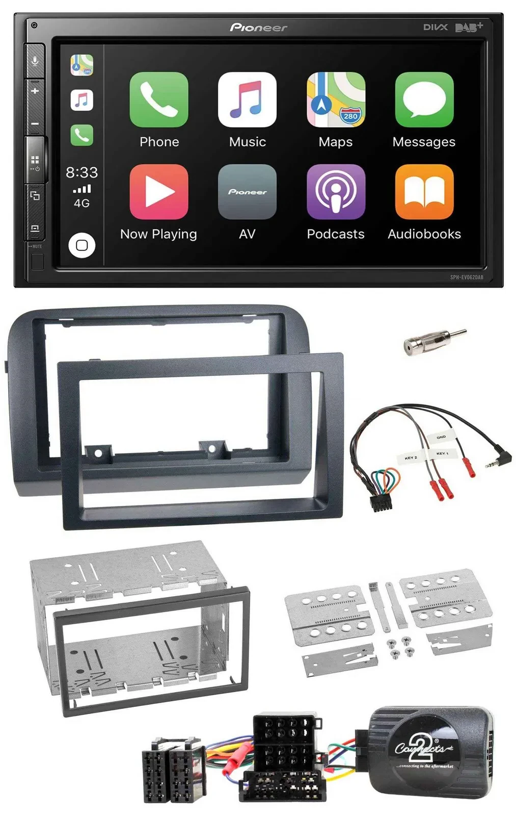 Pioneer USB Lenkrad DAB 2DIN Bluetooth Autoradio für Fiat Croma 2005-2010