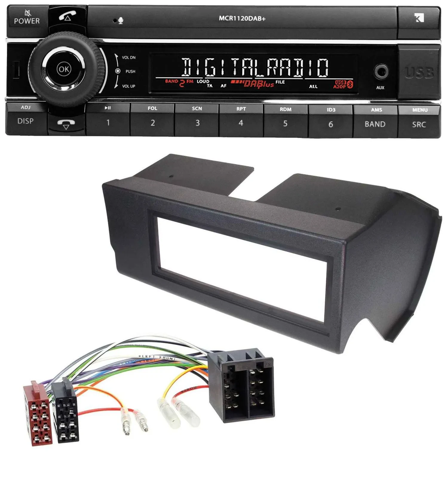 Kienzle Bluetooth MP3 USB DAB Autoradio für Fiat Panda (bis 2002) - schwarz