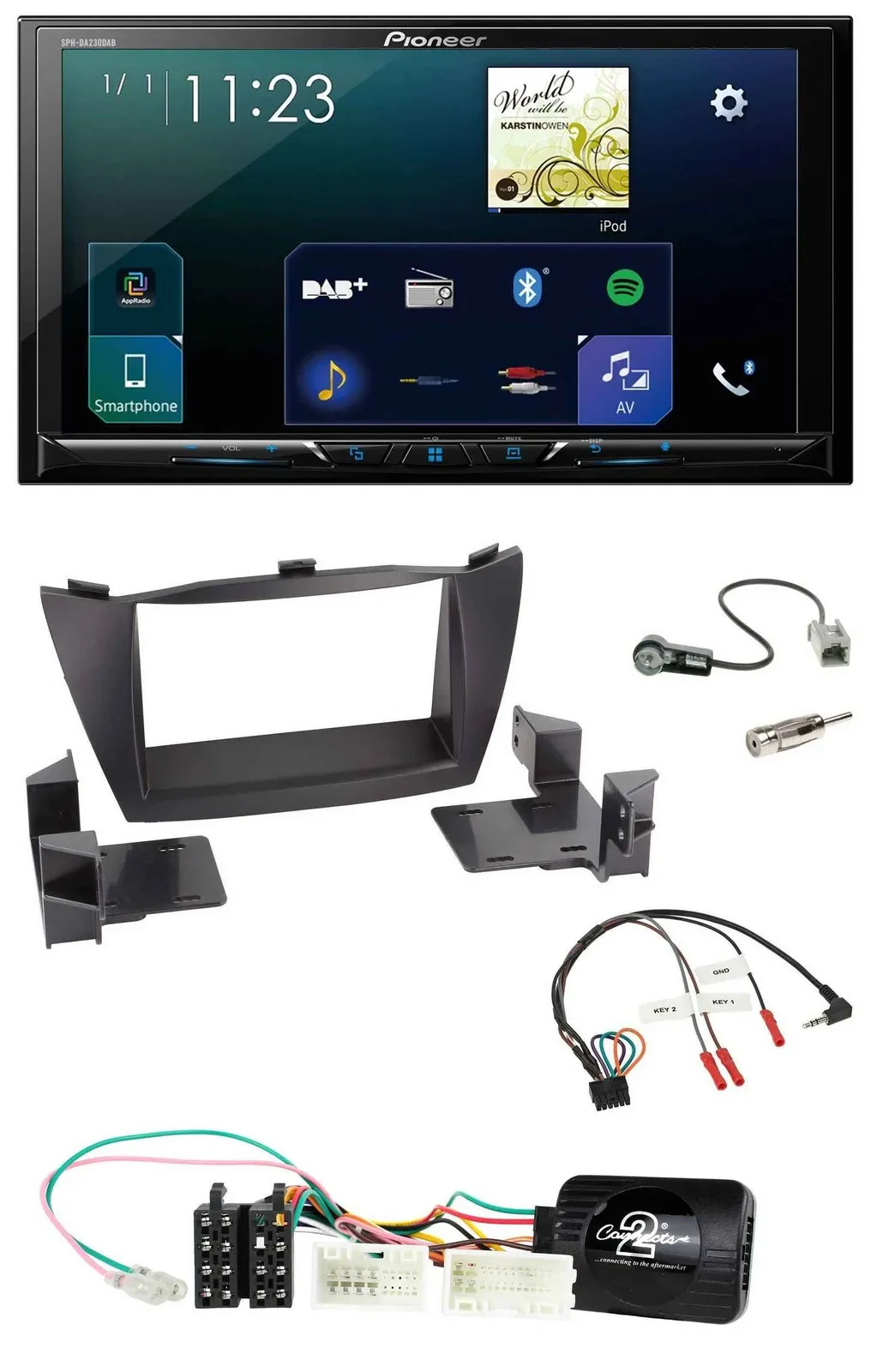 Pioneer Lenkrad Bluetooth USB 2DIN DAB Autoradio für Hyundai ix35 2010-2013 ohne