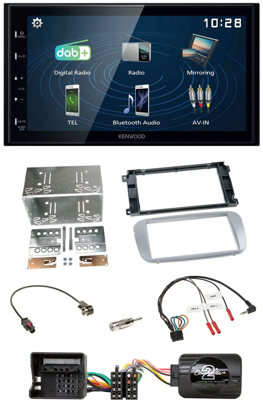 Kenwood 2DIN Bluetooth Lenkrad USB DAB Autoradio für Ford Galaxy C Max Focus Pro