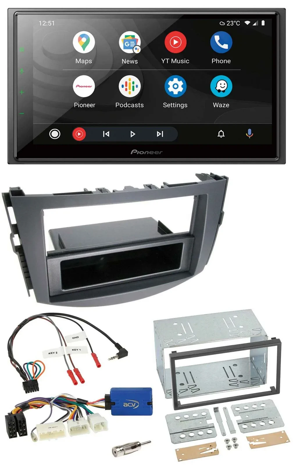 Pioneer USB 2DIN DAB Lenkrad Bluetooth Autoradio für Toyota RAV 4 ab 2011 28 Pin