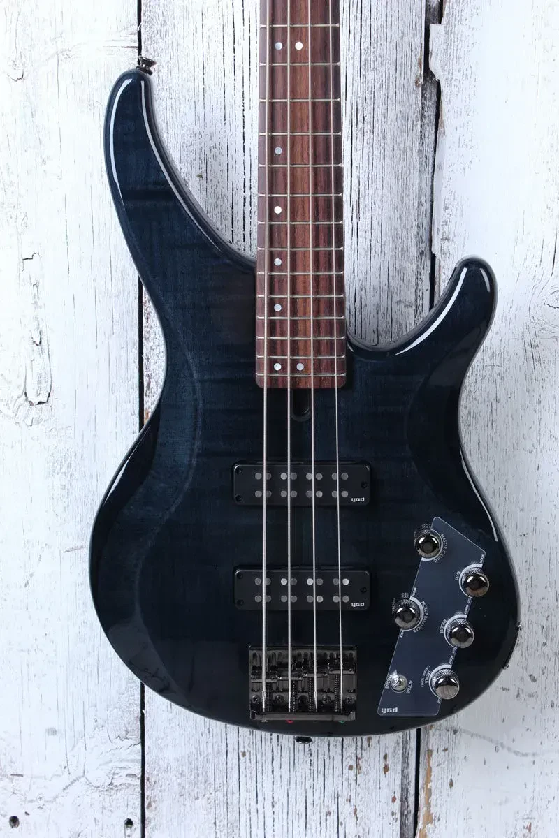 Yamaha TRBX604FM TBL 4 String Electric Bass Guitar Flame Maple Top Trans Black