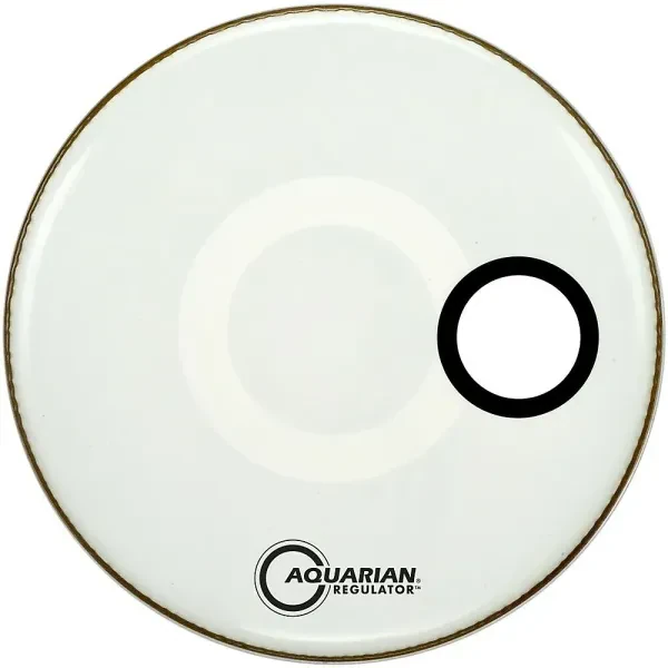 Aquarian Regulator Off-Set Hole Gloss White Bass Drum Head 18 in.